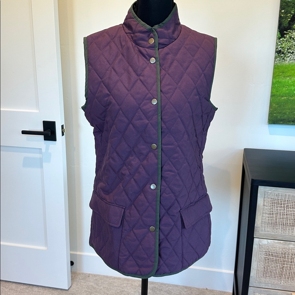 Direct from Scotland: Quilted Plum Vest with Forest Green Trim